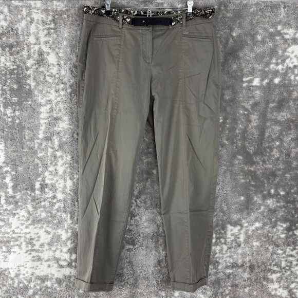 Gerry Weber Size 8 Casual Flat Front Belt Pants Gray Straight Leg Button Zip - Picture 1 of 10